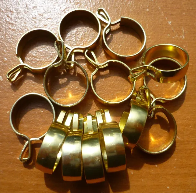 (14) Vintage Kenney Brass Finish 3/4" Clip-On Cafe Curtain Drapery Rings