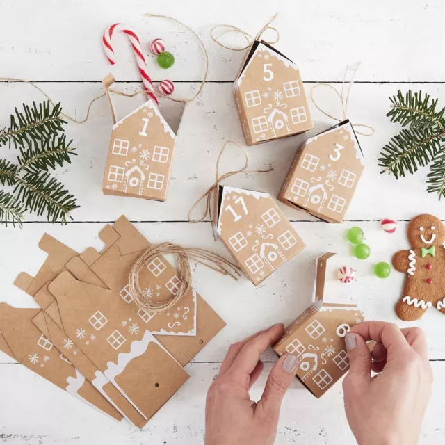Craft Advent Boxes | Gingerbread Houses Christmas Countdown x 24 Fill Your Own