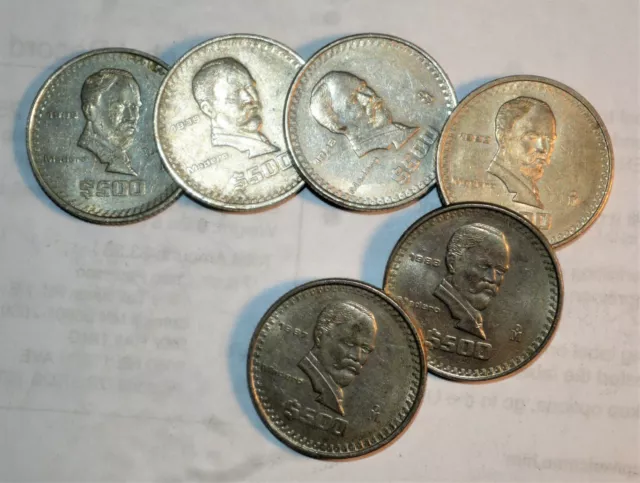 OLD MEXICO COIN lot 500 PESOS Madero G Mexican coins rare LARGE DENOMINATION