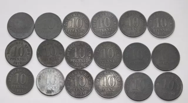 Münze Deutsches Reich 10 Pfennig 1917 - 1922 18 Stück