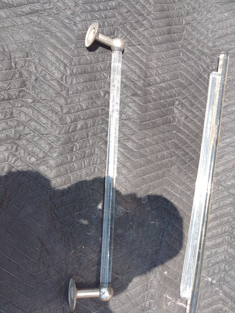 Reclaimed Antique 24" glass Towel Bar, Nickel Brackets.  As Found