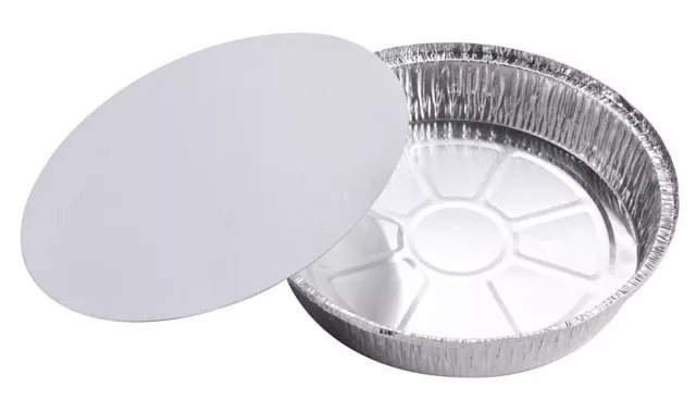 Pactogo 9" Round Aluminum Foil Heavy Duty Take-Out Pan Container w/Board Lid