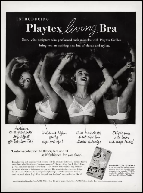 1954 WOMAN MODELING dancing in Playtex Living Bra retro photo