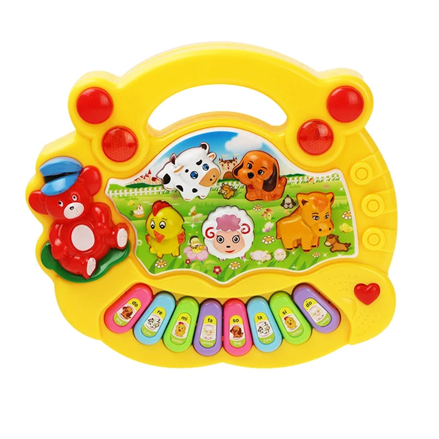 (Yellow)Electronic Piano Toy For Kids Improve Hand Eye Coordination Plastic