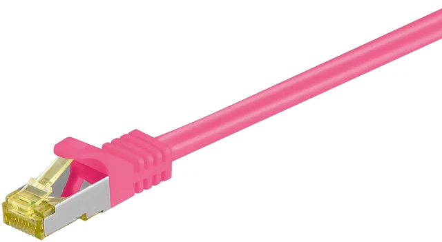 5x RJ45 Patchkabel mit CAT 7 Rohkabel S/FTP; CAT 7-0050 S/FTP PIMF RJ45 MAGENTA