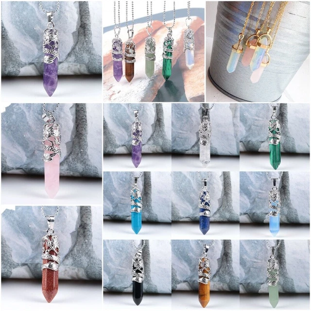 Hexagonal Natural Quartz Crystal Chakra Healing Point Pendant Necklace Jewelry