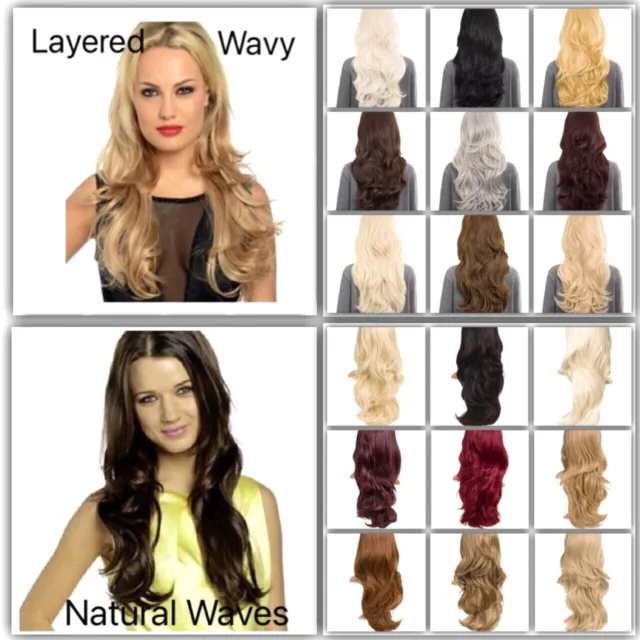 Koko Half Head Wig Wavy 3/4 Wig Natural Layered Hair Long 28" Various Emma Chloe