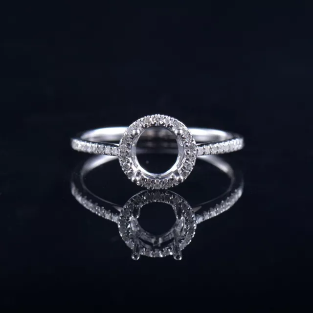 2Ct Round Lab Created Diamond Semi Mount Engagement Ring 14K White Gold Plated 2