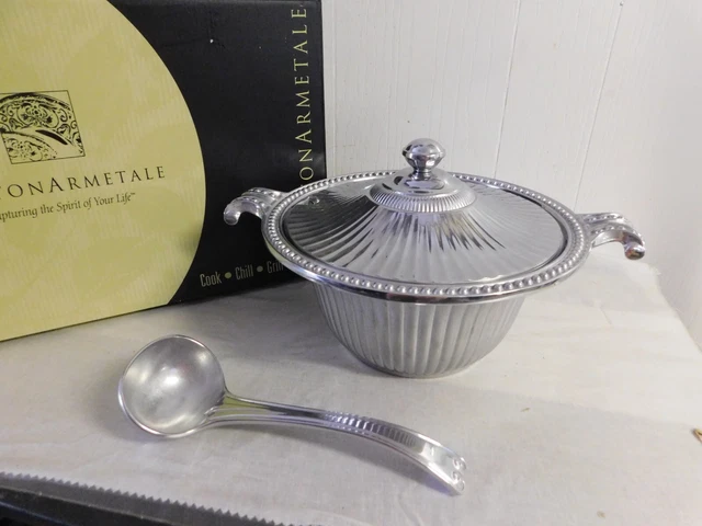 Wilton Armetale Pewter Flutes & Pearls Tureen Set NEW in Box # 272285