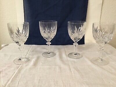 Set of 4 Gorham Cut Crystal Crown Point Water Glasses Stemware 7"