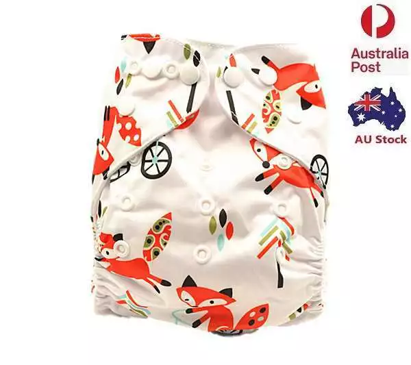 Baby Unisex Modern Cloth Nappies Diaper Nappy Adjustable Reusable MCN Fox (D47)