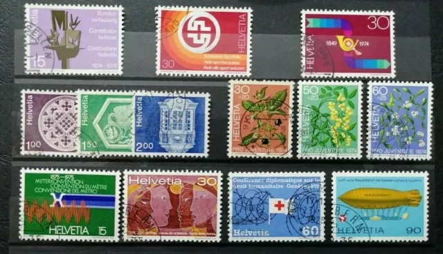 SUIZA 1974-75 Sellos LOTE DE 4 JUEGO USADO