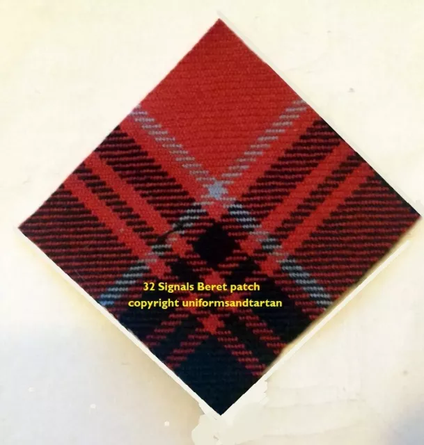 British Army 32 Royal Signals, type 1 tartan patch badge backing for beret & TOS