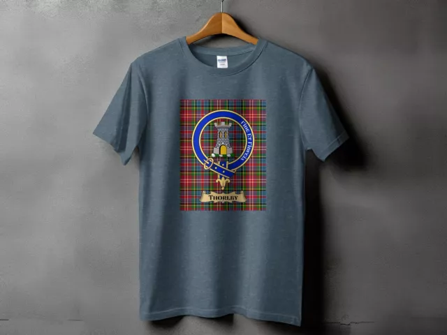 Thorlby Clan Tartan T-Shirt, Scottish Heritage Crest, Unisex Tee, Highland Games