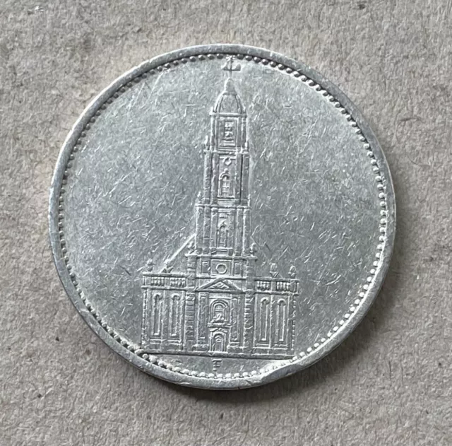 Sammlerstück 5 REICHSMARK Drittes Reich Garnisonskirche 1934, F