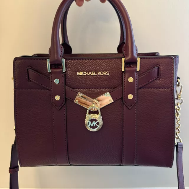 NWT Michael Kors Small Satchel Leather Handbag Crossbody Merlot Nouveau Hamilton