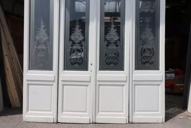 4 Beautiful Antique French Etched Glass Doors From A Villa - Bae7