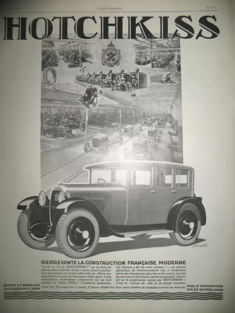 Publicite De Presse Hotchkiss Construction Usine Illustration Kow French Ad 1927
