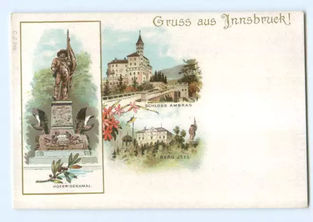 U2693/ Gruß aus Innsbruck Schloß Ambras  schöne Litho AK ca.1898