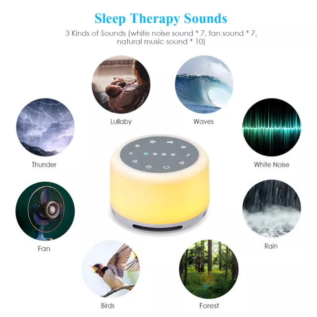 White Noise Sound Machine Sleep Therapy For Adult Baby Nature Sounds NEW U2I3 3