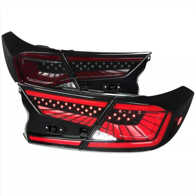 Fits 2018-2023 Honda Accord Sedan Red LED Sequential Signal Tail Lights Smoke