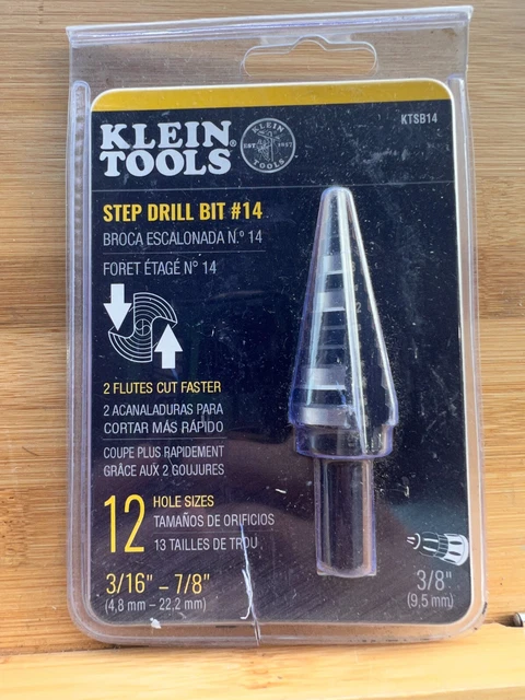 Klein Tools KTSB14 Step Drill Bit #14 Double-Fluted, 3/16 to 7/8-Inch