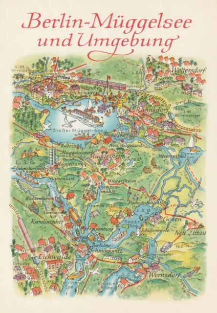 AK MAP, Landkarte, Umgebungskarte **BERLIN-MÜGGELSEE und UMGEBUNG** 1979