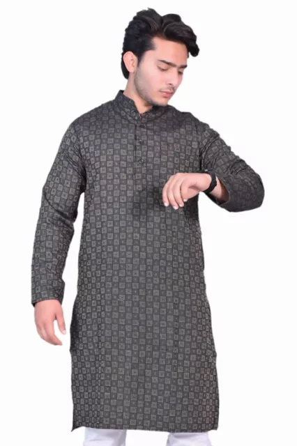 Indian Cotton Men's Kurta Pajama Ethnic Traditional Casual Party Eid Wear Trendy