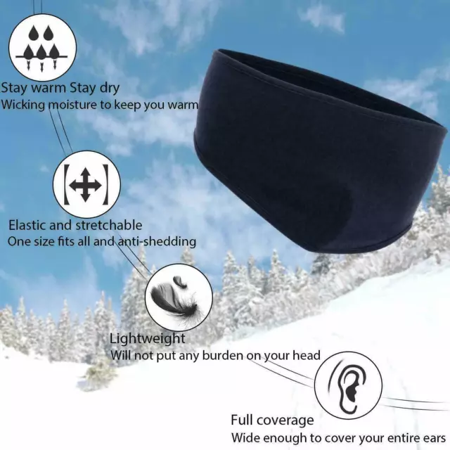 3 PACK Fleece Ear Cover Ear Warmer Headband Winter Sweatband Running Headband 2