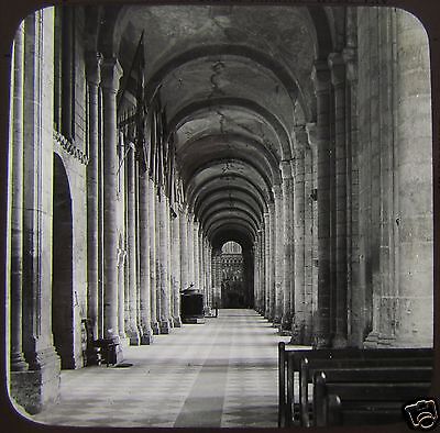 Glass Magic Lantern Slide ELY CATHEDRAL THE NAVE SOUTH AISLE C1910 ENGLAND