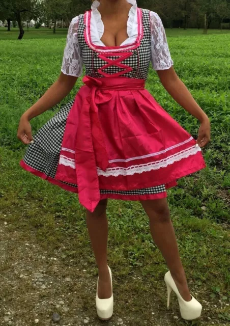 sz 8 NEW! Germany,May,Fest,Trachten,Oktoberfest,Dirndl Dress,3-pc,Red,Black