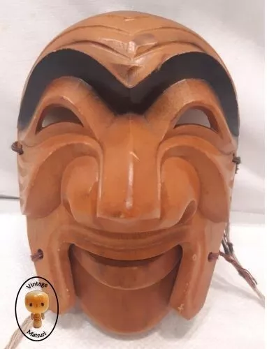 Vintage Mask Wooden Japanese Tribal Hand Made Display #13