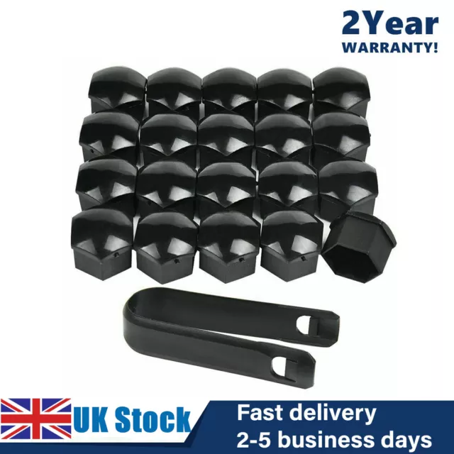22mm 20x Wheel Lug Nut Covers Bolt Cover Caps Nuts For Range Rover Sport Black