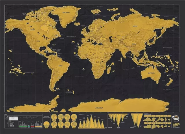 Luckies Of London- Deluxe Edition - Scratch Off World Map Poster - 32.6"x23.4"