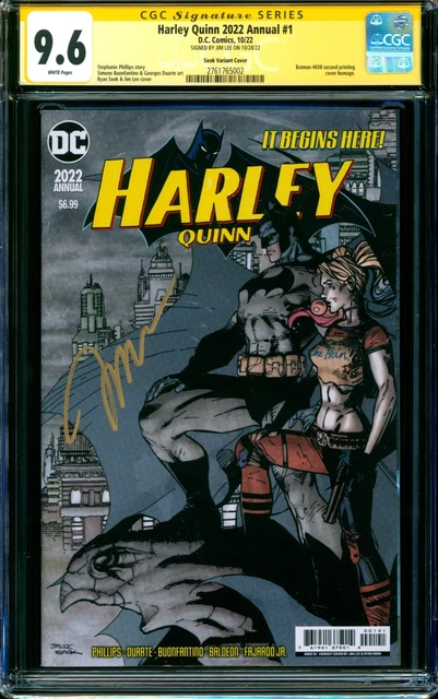 Harley Quinn 2022 Annual #1 BATMAN 608 2nd HOMAGE CGC SS 9.6 signed Jim Lee