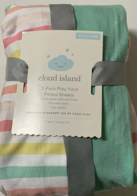 🧷 CLOUD ISLAND 2pack play yard fitted sheets 100%cotton,🆕 multicolored 27x39”