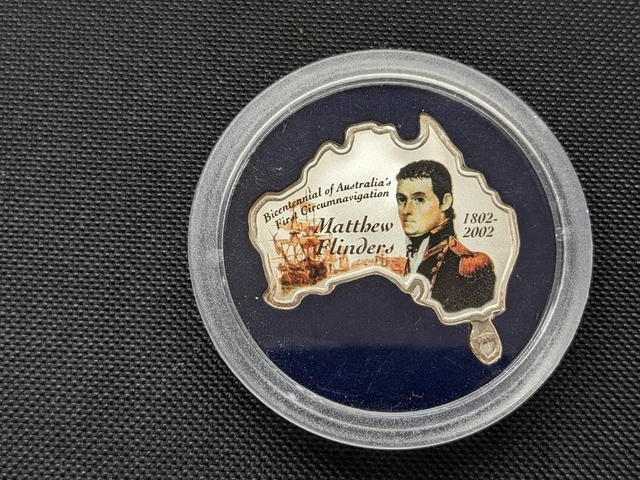 2002 1oz Silver Bullion Coin Uganda Mathew Flinders From Australia Explorer Set