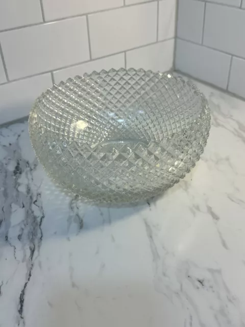 Late 19th Century Anglo Irish Cut Diamond & Panels 8.5"  Inch Glass Bowl