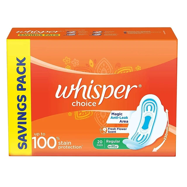 Whisper Scelta Sanitari Pastiglie per Donna, Regolare, 20 Tovaglioli Conte 1