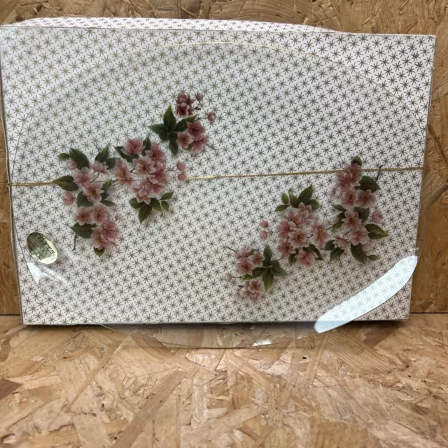 Vintage 1960s Chance Glass Floral Oval Serving Platter Plate - Boxed