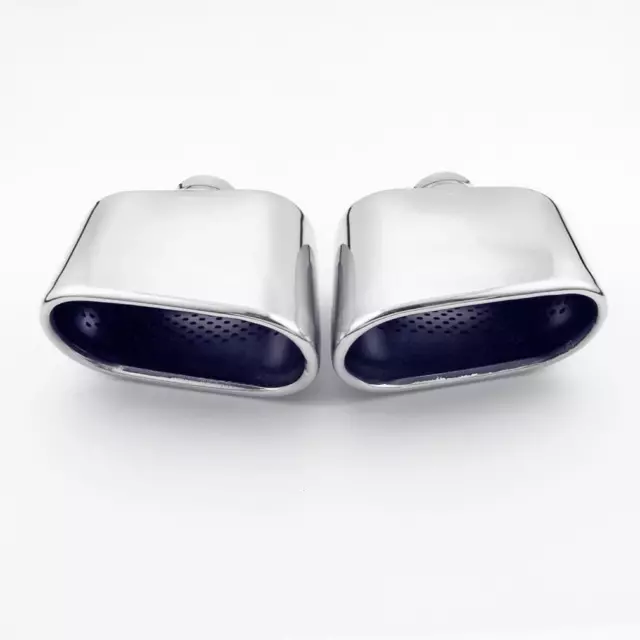Pair 6"x3.25" Oval Out Exhaust Tips 1.875" Inlet 304 Stainless Steel Dual Wall