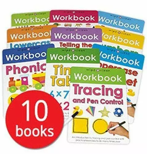 Wipe-Clean Workbook Series 10 Books Collection Set by Priddu Roger Paperback NEW