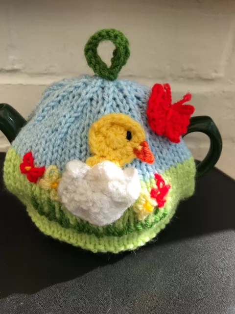 Hand Knitted Hatching Chick Tea Cosy  For A Small Teapot 1-2 Cup