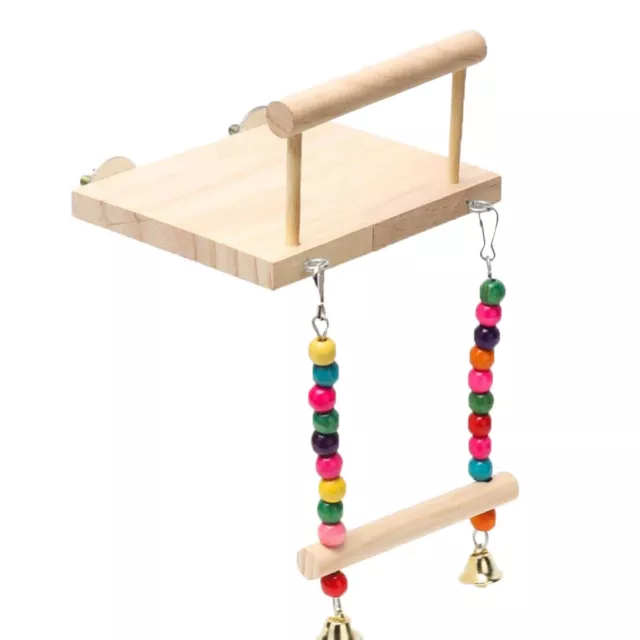 Vogelplattform, Sittich Spielzeug aus Holz mit Schaukel für Käfigvogel Sitzsta