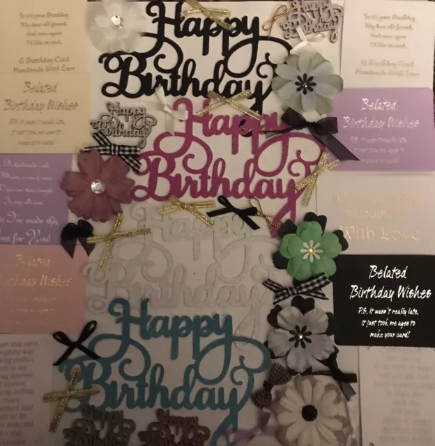 Craft Job Lot A Mix of Happy Birthday, Flowers, Card Toppers & Bows Card Making