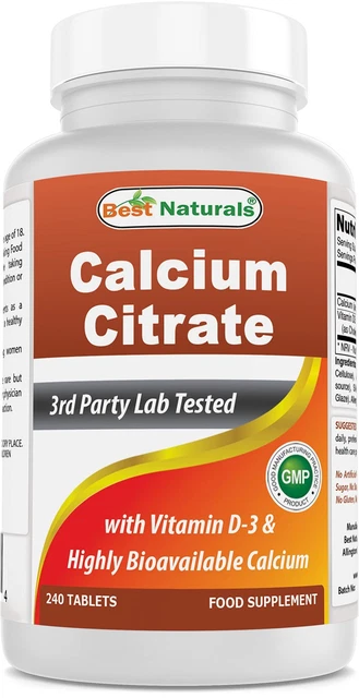 BEST NATURALS CALCIUM Citrate Vitamin D3 240 Tablets £21.49 - PicClick UK