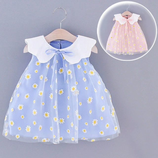Toddler Baby Girls Ruffle Princess Dress Sleeveless Kids Summer Floral Bow Skirt