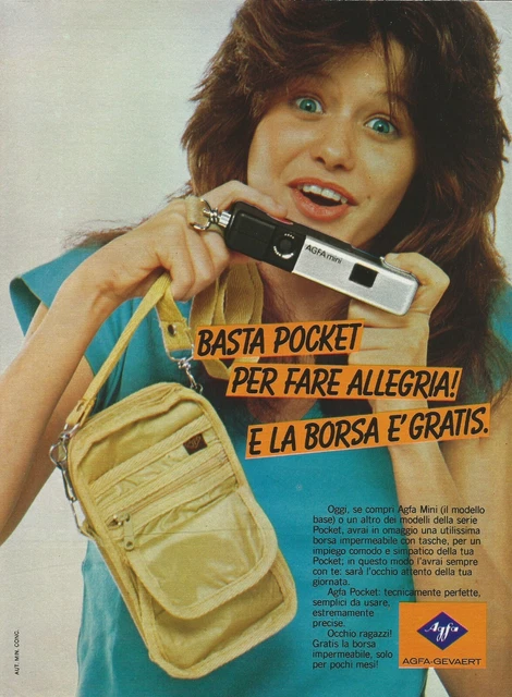 U0471 Macchina fotografica AGFA POCKET, Pubblicità vintage 1981, 20 x 28 cm