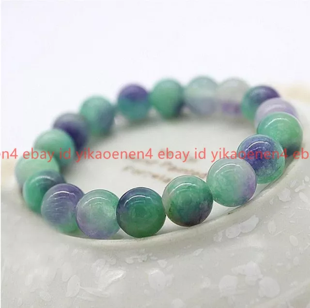Natural 6/8/10/12mm Multicolor Jade Gemstone Round Beads Stretch Bracelet 7.5in