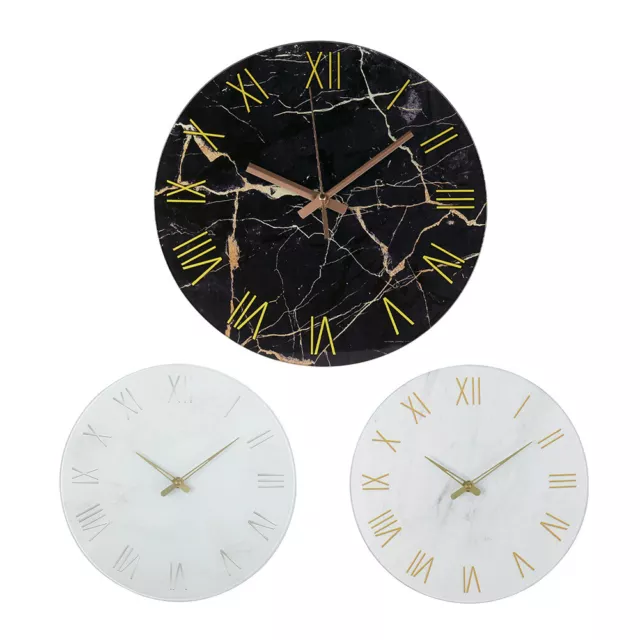 12"Glass Marble Effect Wall Clock ModernContemporary Kitchen Dining Hall Bedroom